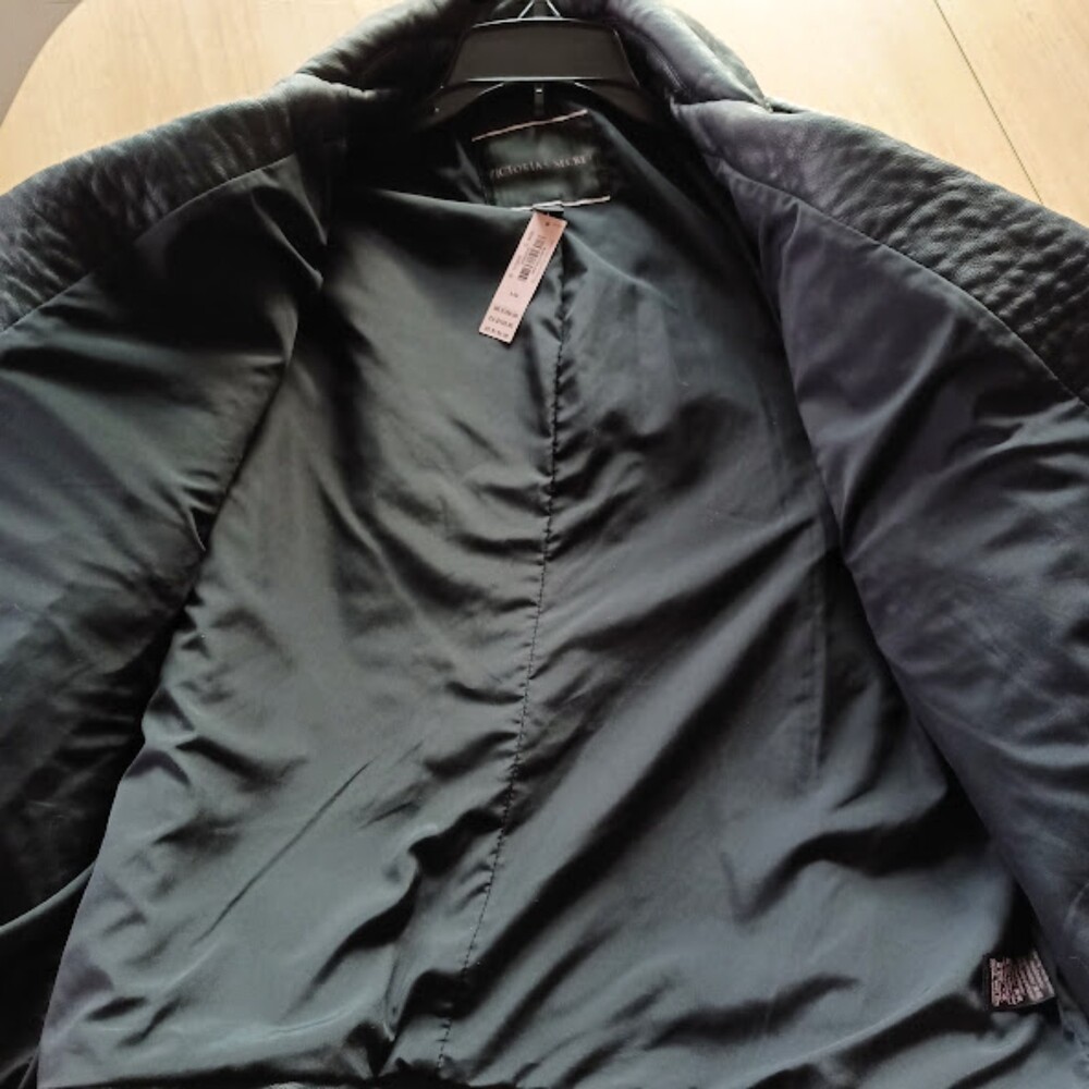 NWT Victoria's Secret Large Pebbled Faux Leather Black Motorcycle Jacket - Picture 11 of 14